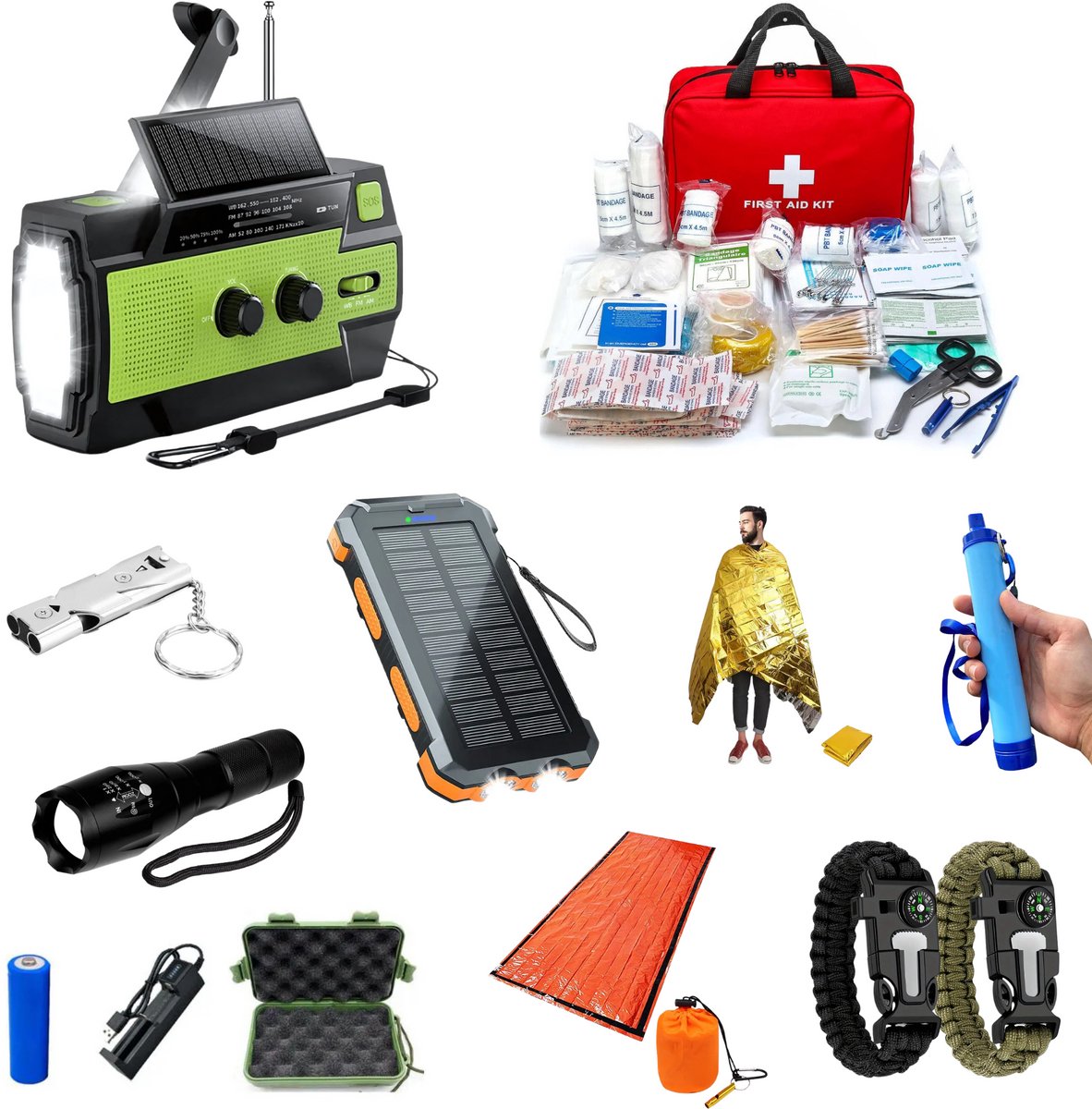 Noodpakket voor Thuis - Overleven bij Oorlog, Stroomuitval & Rampen - Compleet Overlevingspakket - Denk Vooruit - Survival Kit - 72+ Uur