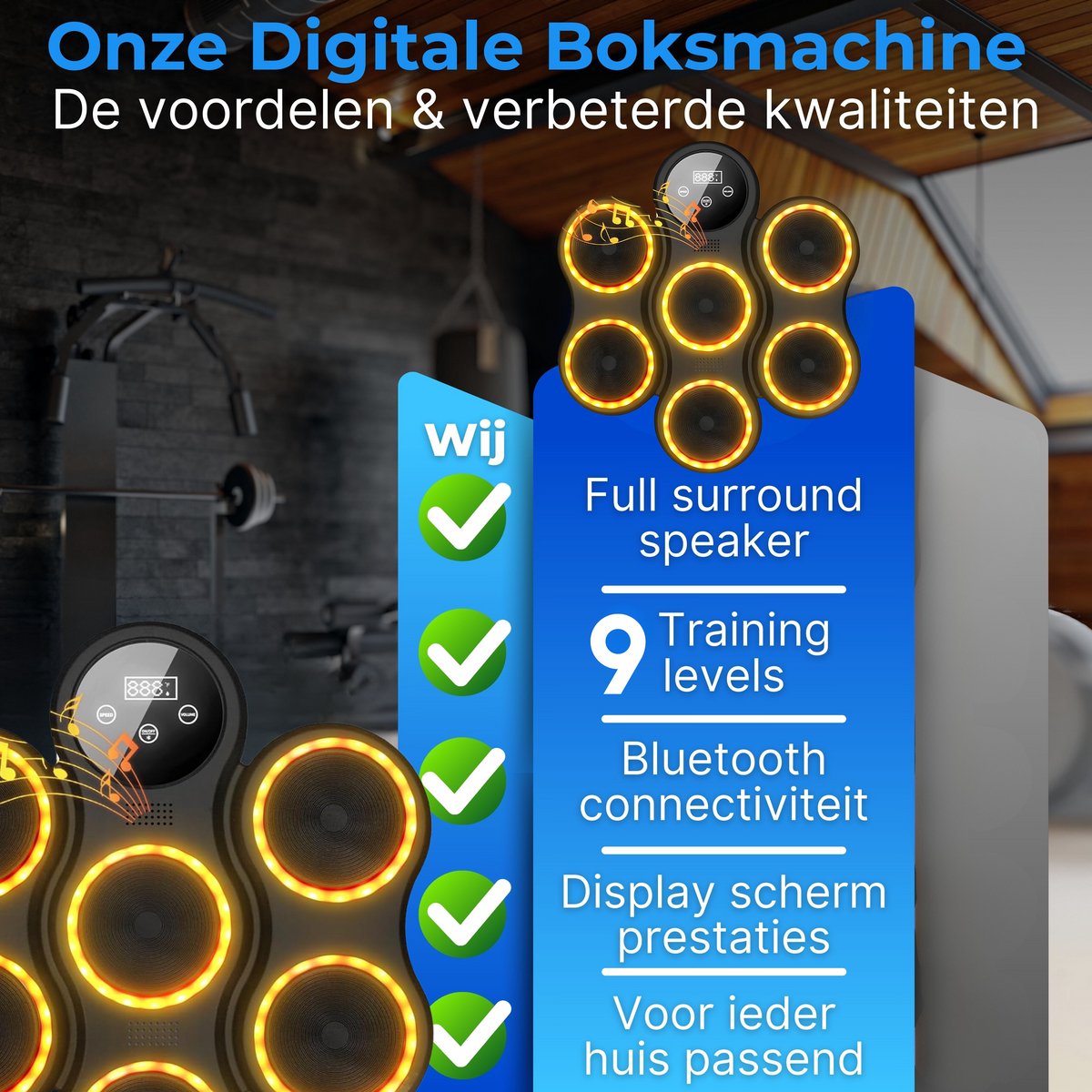DreamGoods Boxing Machine - 9 Trainingslevels - Boksmachine met Muziek - MMA Handschoenen - Bokszak - Boksbal - Music Boxing Machine - Boks Apparaat - Digitale Boxing Machine - voor Kinderen & Volwassenen - Zwart