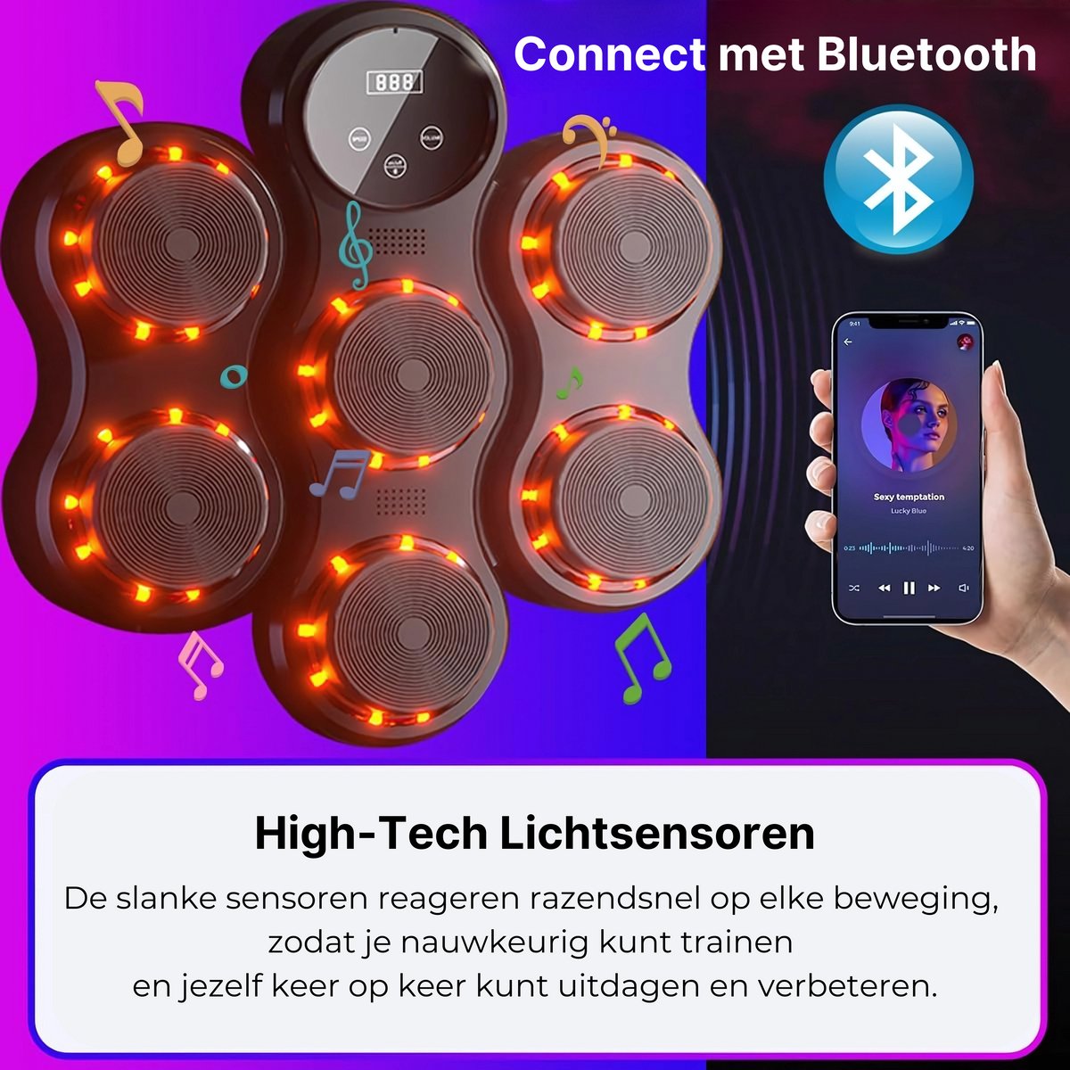 DreamGoods Boxing Machine - 9 Trainingslevels - Boksmachine met Muziek - MMA Handschoenen - Bokszak - Boksbal - Music Boxing Machine - Boks Apparaat - Digitale Boxing Machine - voor Kinderen & Volwassenen - Zwart