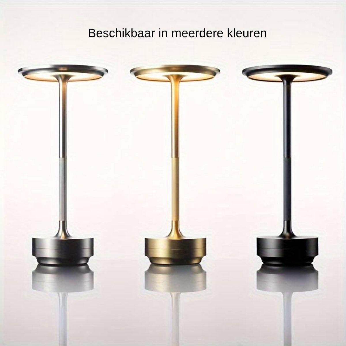 DreamGoods Oplaadbare Tafellamp - Draadloos & Oplaadbaar - Dimbaar - voor Binnen & Buiten - Touch Bediening - Tafellamp op Batterijen - Accu - Decoratie Woonkamer, Slaapkamer & Tuin - Industrieel - Goud
