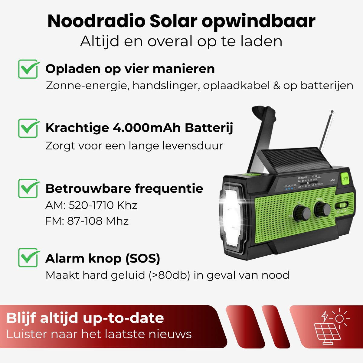 Noodpakket voor Thuis - Overleven bij Oorlog, Stroomuitval & Rampen - Compleet Overlevingspakket - Denk Vooruit - Survival Kit - 72+ Uur
