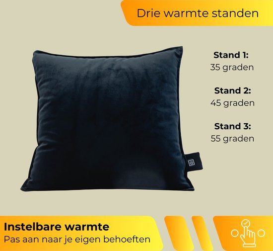 DreamGoods Warmtekussen Oplaadbaar - Duurzaam & Draadloos - 45x45cm - Infrarood Verwarming - Elektrisch Verwarmingskussen - Elektrisch Warmte kussen