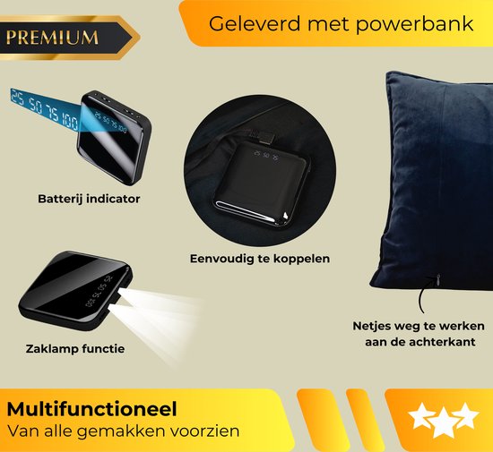 DreamGoods Warmtekussen Oplaadbaar - Duurzaam & Draadloos - 45x45cm - Infrarood Verwarming - Elektrisch Verwarmingskussen - Elektrisch Warmte kussen