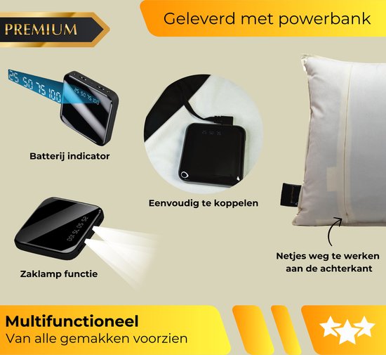 DreamGoods Warmtekussen Oplaadbaar - Duurzaam & Draadloos - 45x45cm - Infrarood Verwarming - Elektrisch Verwarmingskussen - Elektrische Warmte kussen