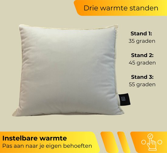 DreamGoods Warmtekussen Oplaadbaar - Duurzaam & Draadloos - 45x45cm - Infrarood Verwarming - Elektrisch Verwarmingskussen - Elektrische Warmte kussen