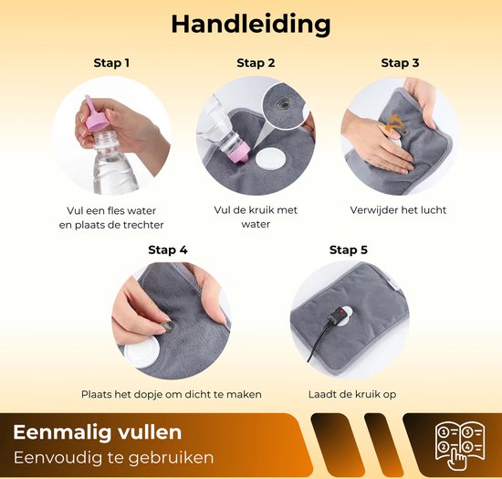 Elektrische Kruik - met Handwarmer - Oplaadbare Kruik met Hoes - Warmwaterkruik - Met Handverwarmer - Handenverwarmer - Warmtekussen - Oplaadbaar - Electrische en Oplaadbare Kruik - Baby, Kinderen & Volwassenen