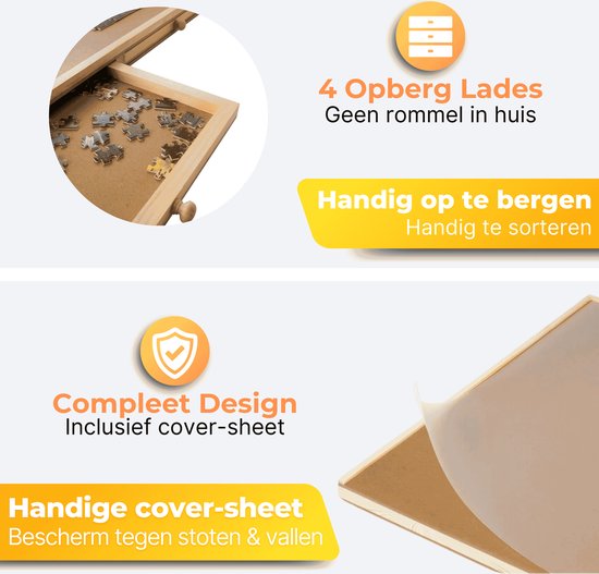 DreamGoods Draaibaar Puzzelbord met Opbergsysteem - 1000 stukjes - 4 lades - Houten - Puzzeltafel - Puzzelplank - Puzzelmap - Puzzelmat - Portapuzzle - Puzzelplaat - Puzzel - Puzzeltafel met Lades 1000 stukjes