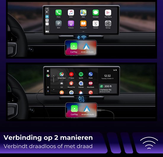 DreamGoods Carplay Scherm - 10.26Inch - Apple & Android - Draadloos - Navigatiesysteem Auto - Touchscreen - Universeel - Apple Carplay - Android Auto - Multimedia Autoradio