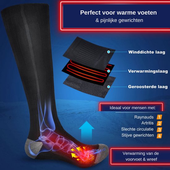 Elektrisch verwarmde sokken – 3 warmtestanden