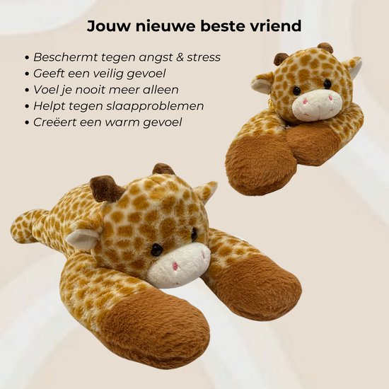 DreamGoods Verzwaringsknuffel Giraffe - 1.8kg - 65cm - Verzwaarde Knuffel - Weighted Stuffed Animal - Anxiety Knuffel - Sensorisch Speelgoed - Zware Knuffel