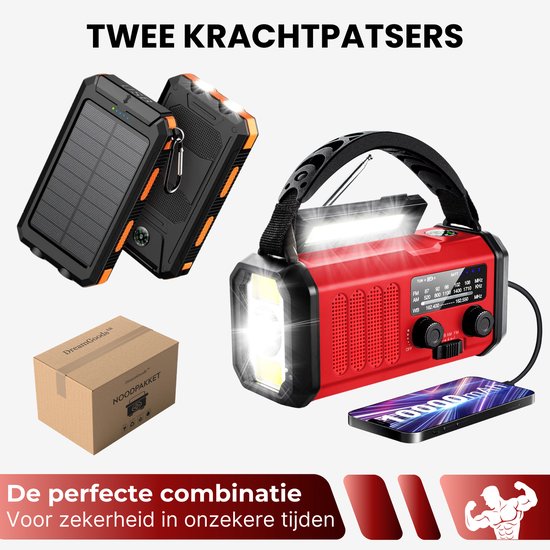 DreamGoods PRO - Noodpakket voor Thuis - Overleven bij Oorlog, Stroomuitval & Rampen - Compleet Overlevingspakket - 10.000mAh Noodradio - Denk Vooruit - 72+ uur - Survival Kit - bij Rampen - Rampenrugzak