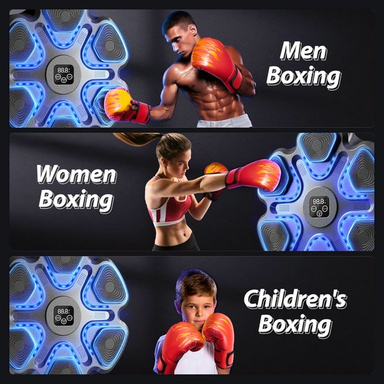 DreamGoods Boxing Machine - 9 Trainingslevels - Boksmachine met Muziek - Bokszak - Boksbal - Music Boxing Machine - Boks Apparaat - Digitale Boxing Machine - voor Kinderen & Volwassenen - Zwart