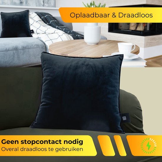 DreamGoods Warmtekussen Oplaadbaar - Duurzaam & Draadloos - 45x45cm - Infrarood Verwarming - Elektrisch Verwarmingskussen - Elektrisch Warmte kussen