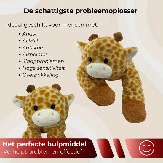 DreamGoods Verzwaringsknuffel Giraffe - 1.8kg - 65cm - Verzwaarde Knuffel - Weighted Stuffed Animal - Anxiety Knuffel - Sensorisch Speelgoed - Zware Knuffel