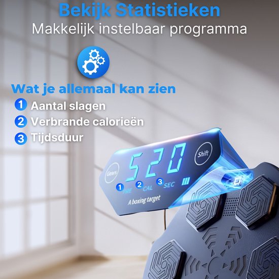 DreamGoods Boxing Machine - 8 Trainingslevels - Boksmachine met Muziek - Bokszak - Boksbal - Boks Apparaat - Digitale Boksmachine met Bluetooth Functies - Zwart