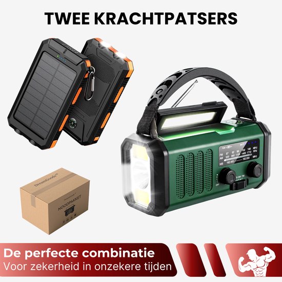 DreamGoods Compleet Noodpakket voor Thuis - Overlevingspakket Oorlog - 10.000mAh Noodradio - Denk Vooruit - 72+ uur Survival Kit - Bij Rampen - Rampenrugzak