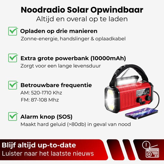 DreamGoods Compleet Noodpakket 2 Personen - Overlevingspakket Oorlog - 10.000mAh Noodradio - Denk Vooruit - 72+ uur Survival Kit - Noodpakket voor Thuis