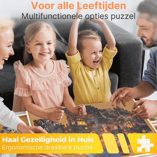 DreamGoods Draaibaar Puzzelbord met Opbergsysteem - 1000 stukjes - 4 lades - Houten - Puzzeltafel - Puzzelplank - Puzzelmap - Puzzelmat - Portapuzzle - Puzzelplaat - Puzzel - Puzzeltafel met Lades 1000 stukjes