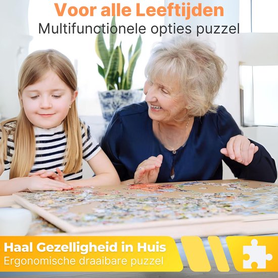 DreamGoods Draaibaar Puzzelbord met Opbergsysteem - 1500 stukjes - 6 lades - Houten - Puzzeltafel - Puzzelplank - Puzzelmap - Puzzelmat - Portapuzzle - Puzzelplaat - Puzzel - Puzzeltafel met Lades