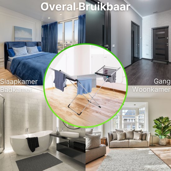 DreamGoods Elektrisch Droogrek - Instelbare Temperaturen & Timer - Duurzaam Drogen - Verwarmd Droogrek - Elektrische Droogrek - Elektrisch Wasrek - Electrisch - Inklapbaar - Droogrek met Verwarming - Elektrische Droogrek Energiezuinig