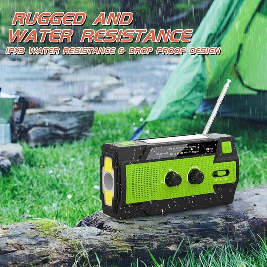 Noodradio - Solar Opwindbaar 4.000mAh - MODEL 2024 - Solar powerbank Zonneenergie - Survival Noodpakket - Zaklamp Oplaadbaar - Noodpakket – Noodrantsoen
