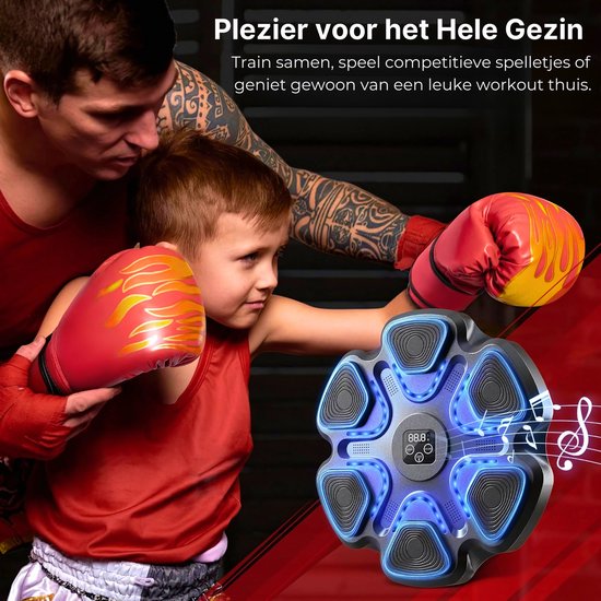 DreamGoods Boxing Machine - 9 Trainingslevels - Boksmachine met Muziek - Bokszak - Boksbal - Music Boxing Machine - Boks Apparaat - Digitale Boxing Machine - voor Kinderen & Volwassenen - Zwart