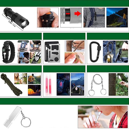Noodpakket voor Thuis - Survivalsets- Overstroming - Compatibele Tas en Noodtent- First aid kit - Avontuur - Noodpakket Stroomuitval/Overstroming/Oorlog - Overlevingspakket - Rampenpakket - EHBO Set Noodpakket oorlog - Prepper pakket - Kit de survie