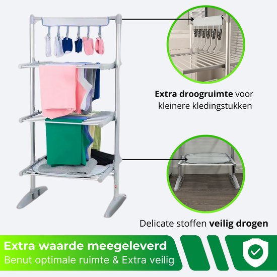 DreamGoods Elektrisch Droogrek PRO - Instelbare Temperaturen & Timer - Duurzaam Drogen - Verwarmd Droogrek - Elektrische Droogrek - Elektrisch Wasrek - Electrisch - Inklapbaar - Droogrek met Verwarming - Elektrische Droogrek Energiezuinig