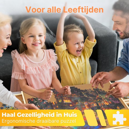 DreamGoods Puzzeltafel - In Hoogte Verstelbaar - Draaibaar Puzzelbord met Opbergsysteem - 1500 stukjes - 4 lades - Houten - Puzzeltafel - Puzzelplank - Puzzelmap - Puzzelmat - Portapuzzle - Puzzelplaat - Puzzel - Puzzeltafel met Lades