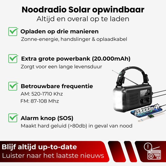 DreamGoods PRO - Noodpakket voor Thuis - Overleven bij Oorlog, Stroomuitval & Rampen - 20.000mAh Noodradio - Compleet Overlevingspakket- Denk Vooruit - 72+ uur Survival Kit