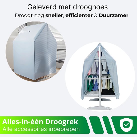 DreamGoods Elektrisch Droogrek PRO - Instelbare Temperaturen & Timer - Duurzaam Drogen - Verwarmd Droogrek - Elektrische Droogrek - Elektrisch Wasrek - Electrisch - Inklapbaar - Droogrek met Verwarming - Elektrische Droogrek Energiezuinig