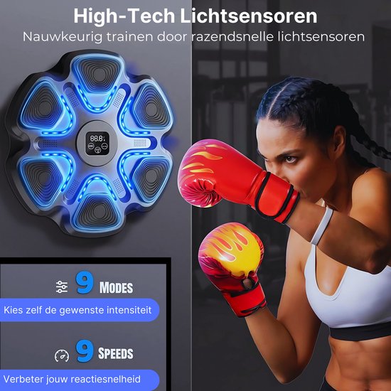DreamGoods Boxing Machine - 9 Trainingslevels - Boksmachine met Muziek - Bokszak - Boksbal - Music Boxing Machine - Boks Apparaat - Digitale Boxing Machine - voor Kinderen & Volwassenen - Zwart