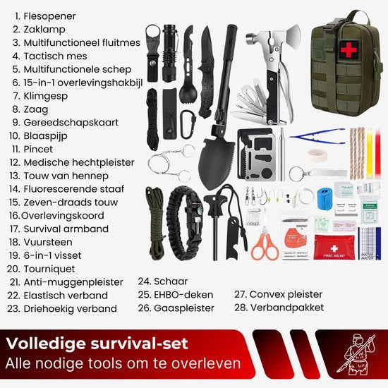 DreamGoods Compleet Noodpakket voor Thuis - Overlevingspakket Oorlog - 10.000mAh Noodradio - Denk Vooruit - 72+ uur Survival Kit - Bij Rampen - Rampenrugzak