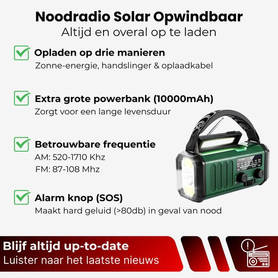 DreamGoods Compleet Noodpakket voor Thuis - Overlevingspakket Oorlog - 10.000mAh Noodradio - Denk Vooruit - 72+ uur Survival Kit - Bij Rampen - Rampenrugzak