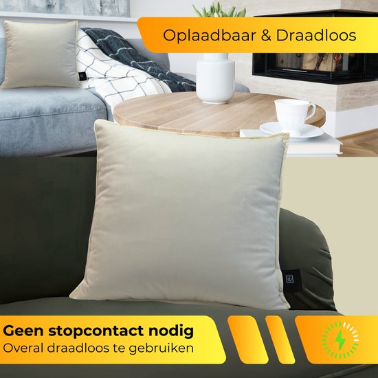 DreamGoods Warmtekussen Oplaadbaar - Duurzaam & Draadloos - 45x45cm - Infrarood Verwarming - Elektrisch Verwarmingskussen - Elektrische Warmte kussen