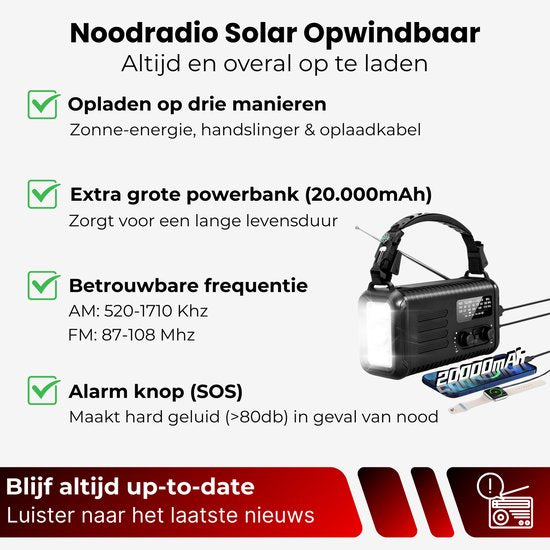 DreamGoods Compleet Noodpakket voor Thuis - Overlevingspakket Oorlog - 20.000mAh Noodradio - Denk Vooruit - 72+ uur Survival Kit - Bij Rampen ·