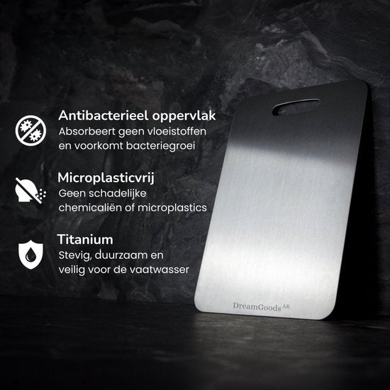DreamGoods Titanium Snijplank - 100% Titanium - 46x30CM - Vaatwasserbestendig - Cutting Board - Snijplanken - Snijplankenset