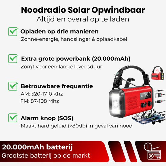 DreamGoods PRO - Noodpakket voor Thuis - Overleven bij Oorlog, Stroomuitval & Rampen - 20.000mAh Noodradio - Compleet Overlevingspakket - Denk Vooruit - 72+ uur Survival Kit - Bij Rampen