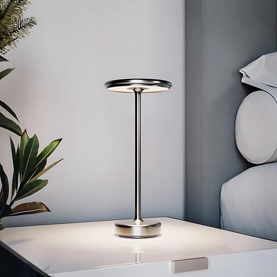 DreamGoods Oplaadbare Tafellamp - Draadloos & Dimbaar - Touch Bediening - voor Binnen & Buiten - Oplaadbaar - Tafellamp op Batterijen - Accu - Tafellampen zonder Snoer - Decoratie Woonkamer, Slaapkamer & Tuin - Tafel lamp - Industrieel