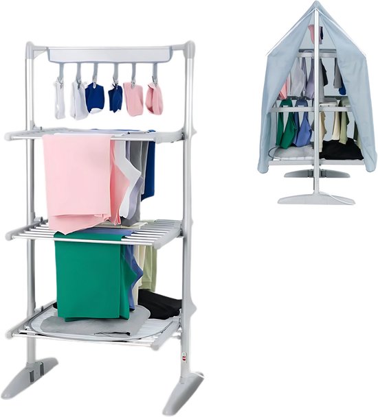 DreamGoods Elektrisch Droogrek PRO - Instelbare Temperaturen & Timer - Duurzaam Drogen - Verwarmd Droogrek - Elektrische Droogrek - Elektrisch Wasrek - Electrisch - Inklapbaar - Droogrek met Verwarming - Elektrische Droogrek Energiezuinig