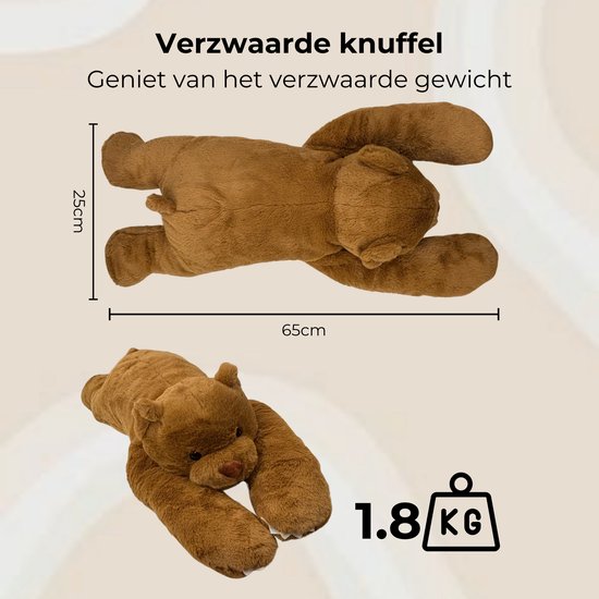 Verzwaarde pluche knuffel – Bruine beer