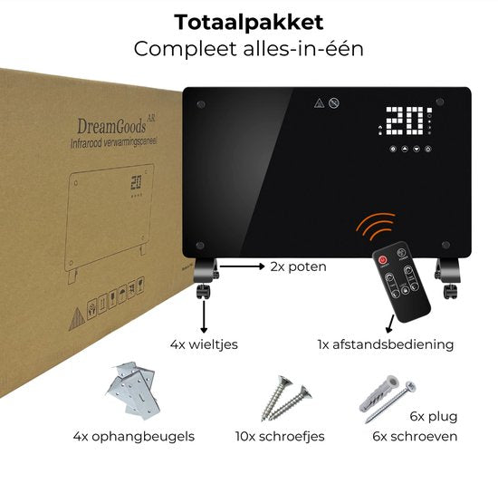 Elektrische kachel – 1000 W / 2000 W – zwart