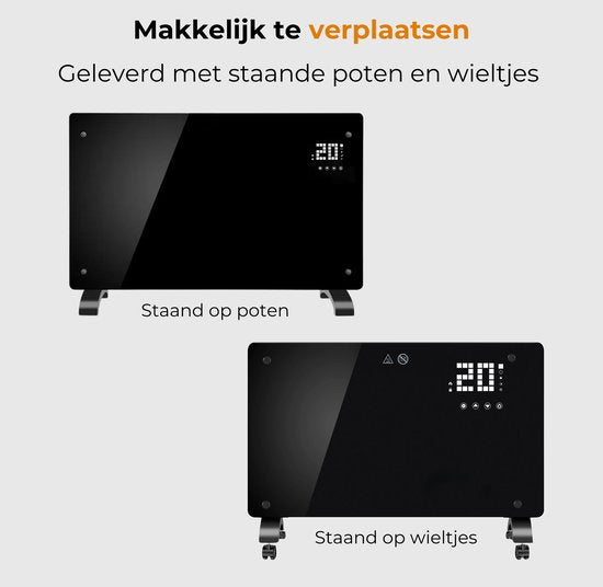 Elektrische kachel – 1000 W / 2000 W – zwart