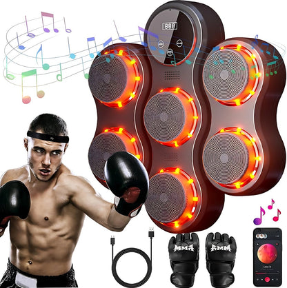 DreamGoods Boxing Machine - 9 Trainingslevels - Boksmachine met Muziek - MMA Handschoenen - Bokszak - Boksbal - Music Boxing Machine - Boks Apparaat - Digitale Boxing Machine - voor Kinderen & Volwassenen - Zwart