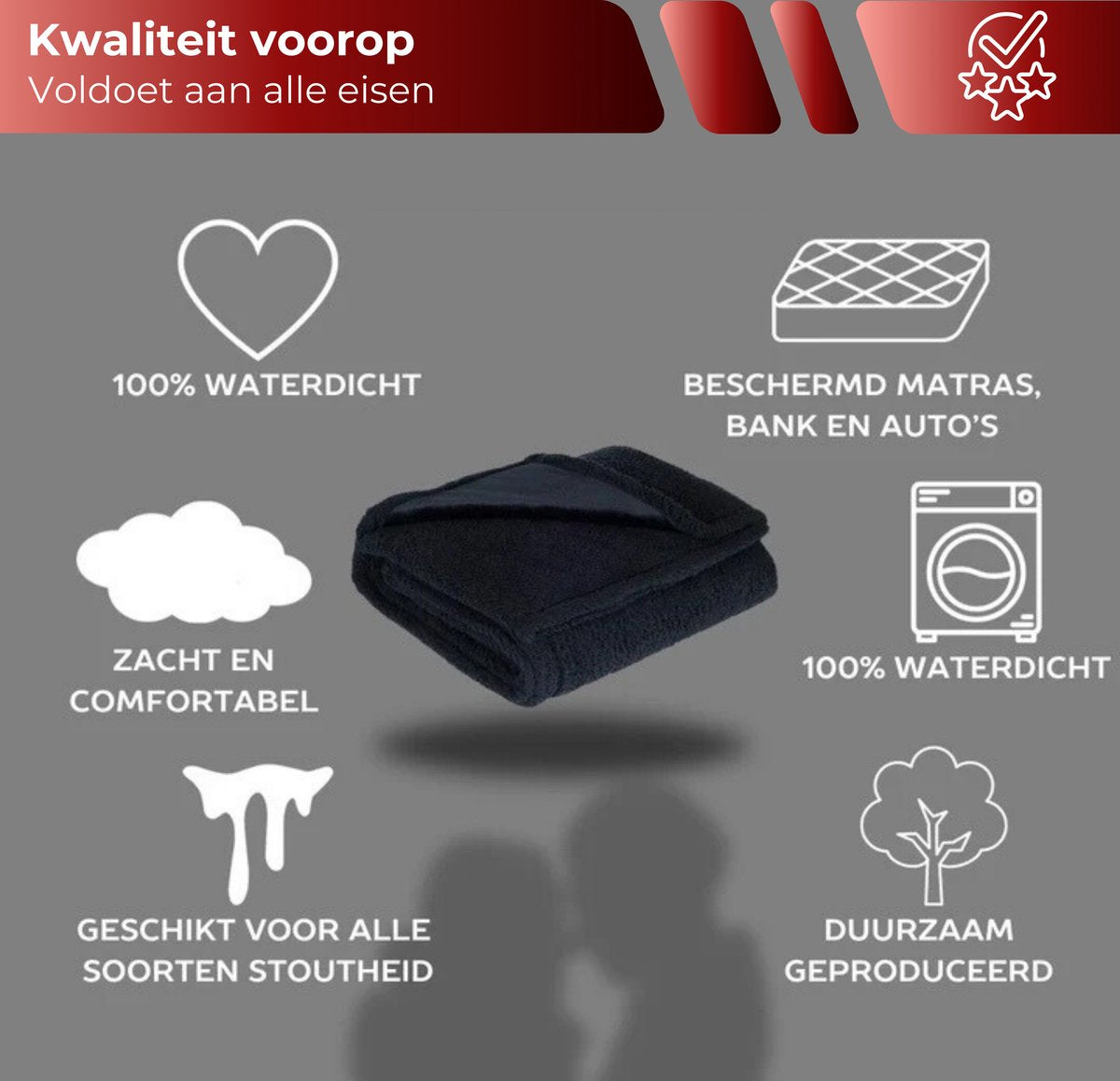 Love Blanket - Waterdicht Deken - 145x100cm - Zwart