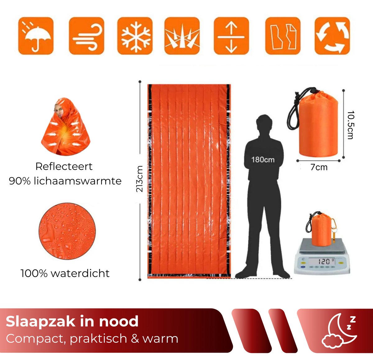 Noodpakket voor Thuis - Overleven bij Oorlog, Stroomuitval & Rampen - Compleet Overlevingspakket - Denk Vooruit - Survival Kit - 72+ Uur
