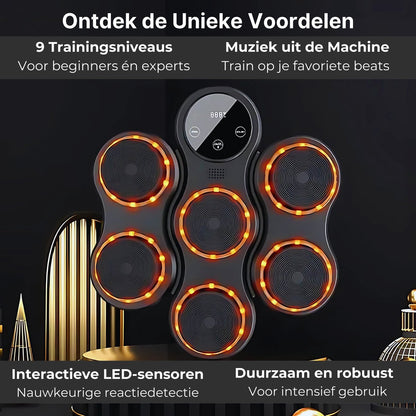 DreamGoods Boxing Machine - 9 Trainingslevels - Boksmachine met Muziek - MMA Handschoenen - Bokszak - Boksbal - Music Boxing Machine - Boks Apparaat - Digitale Boxing Machine - voor Kinderen & Volwassenen - Zwart