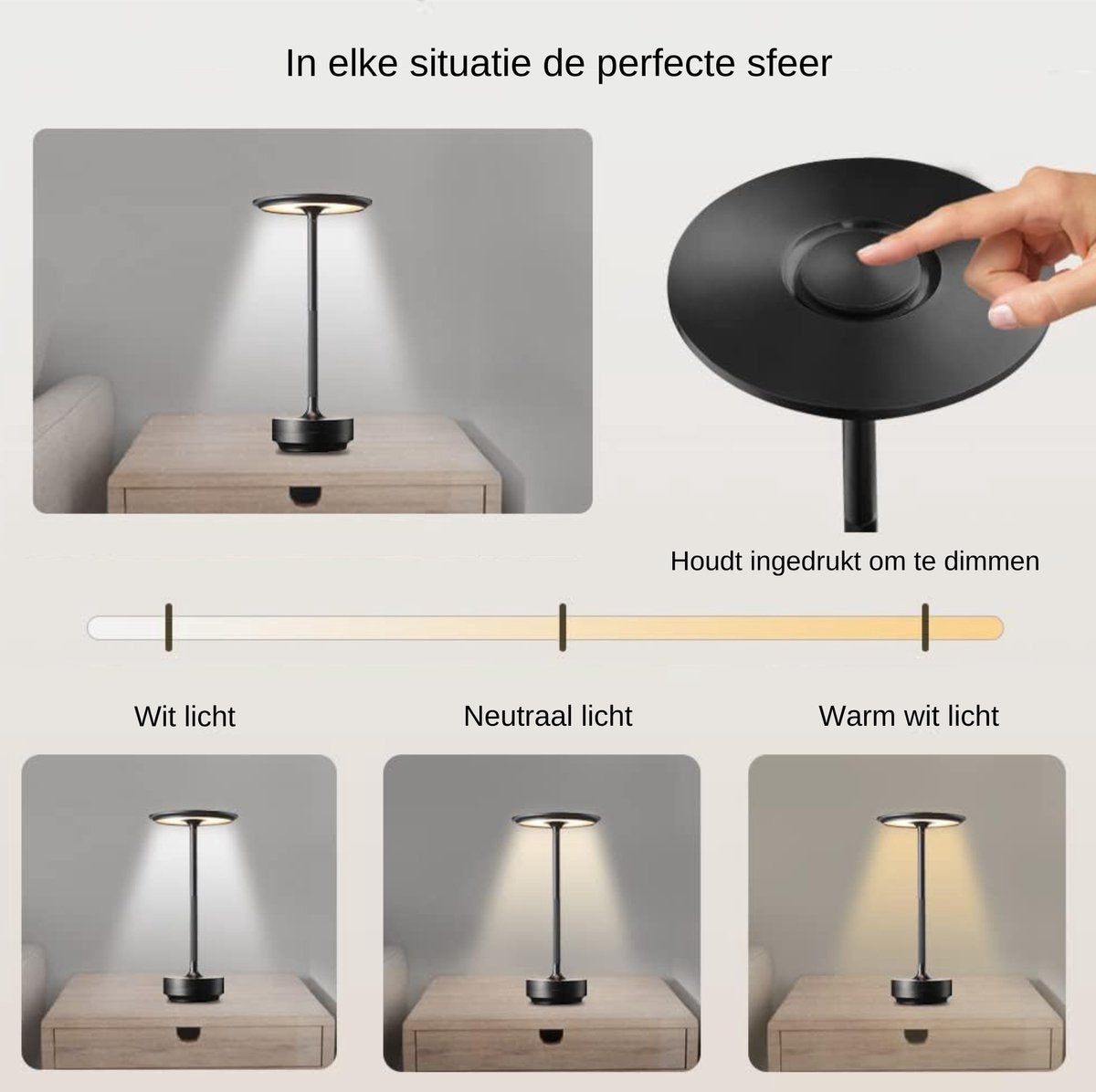 2x Oplaadbare Tafellamp - Zwart