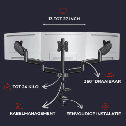 Monitor Arm 3 Schermen - 13-27 Inch