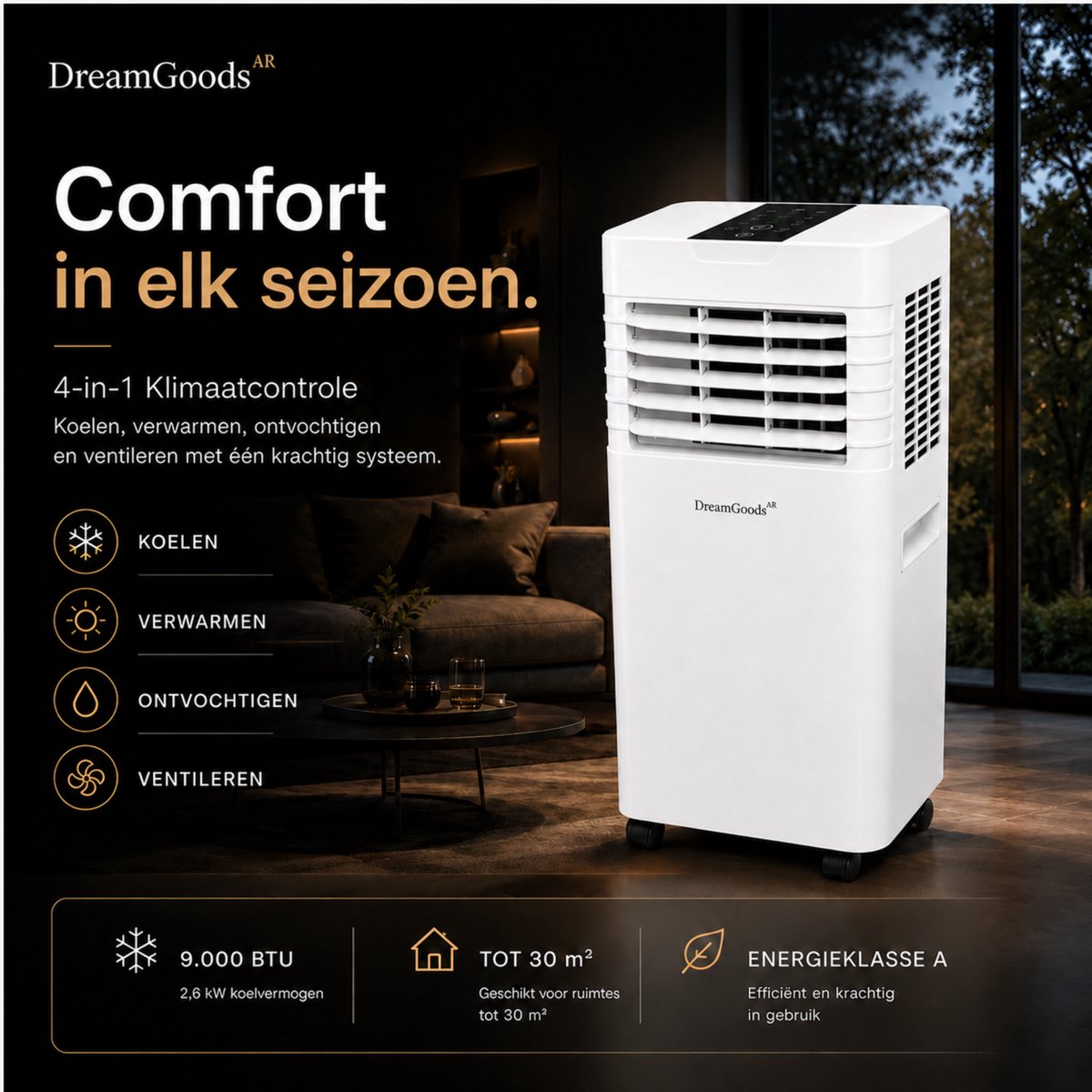 DreamGoods Mobiele Airco - 9000 BTU